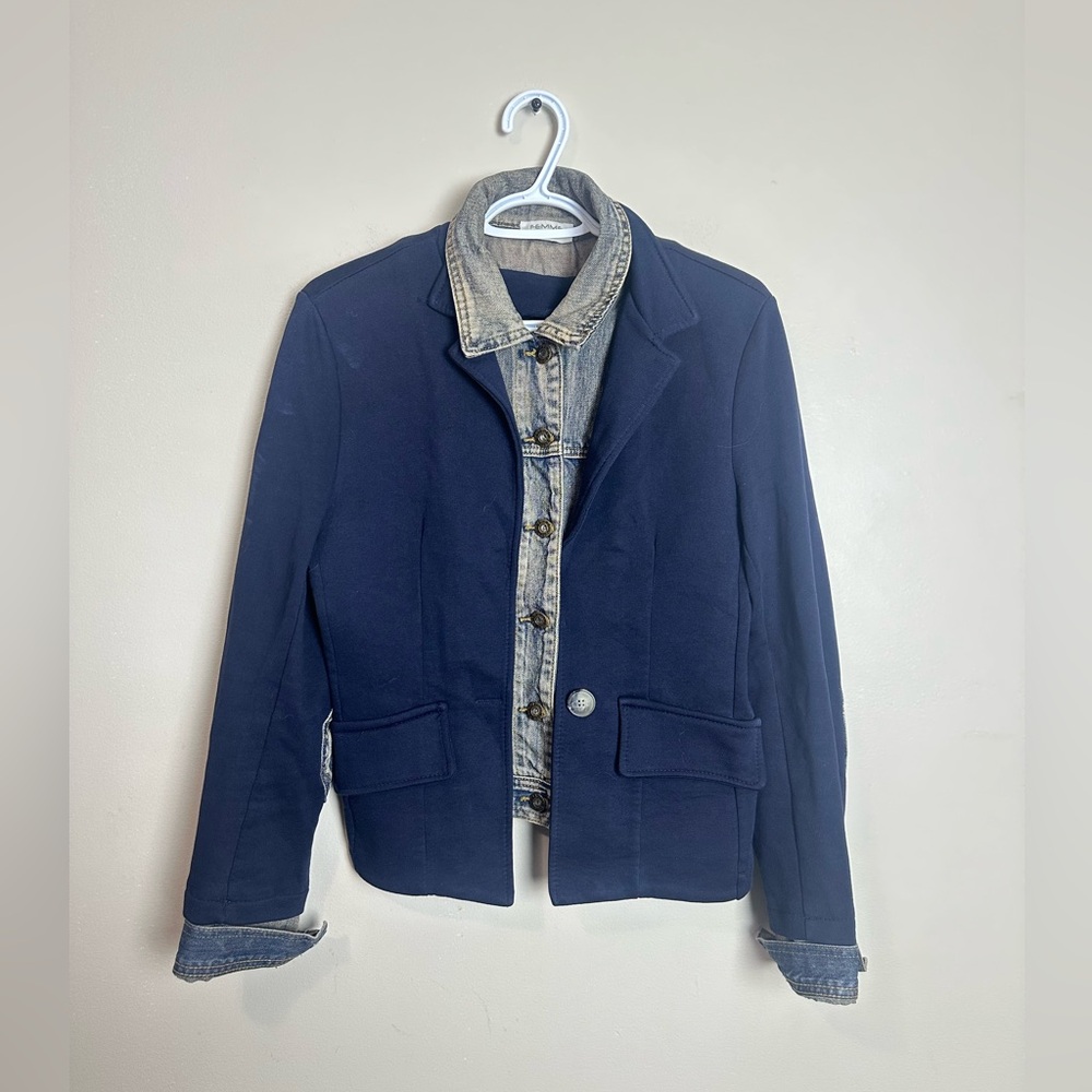 Femme Size S Blue Denim Jacket with Navy Lining